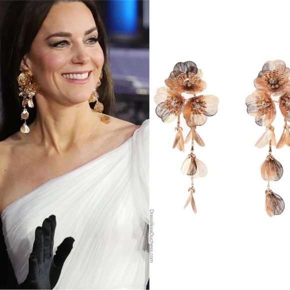 Zara famous Kate earrings gold Floral Drop Earrings